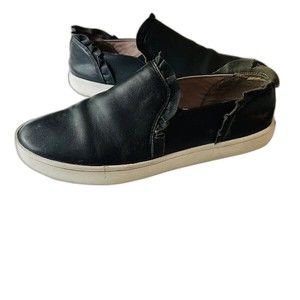 Kate Spade Shoes 7‎ M Lilly Slip On Sneakers Black Leather Ruffled